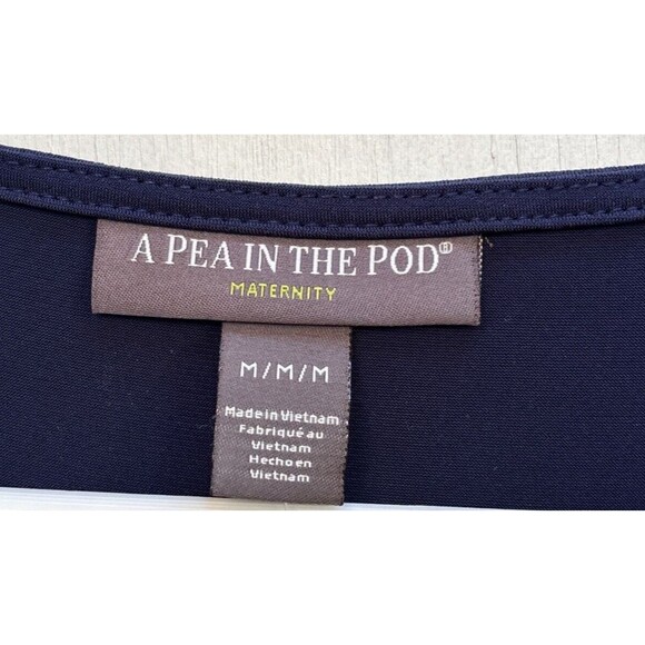 A Pea in the Pod Women's Dress Medium Faux Wrap Maternity Navy - Picture 9 of 13